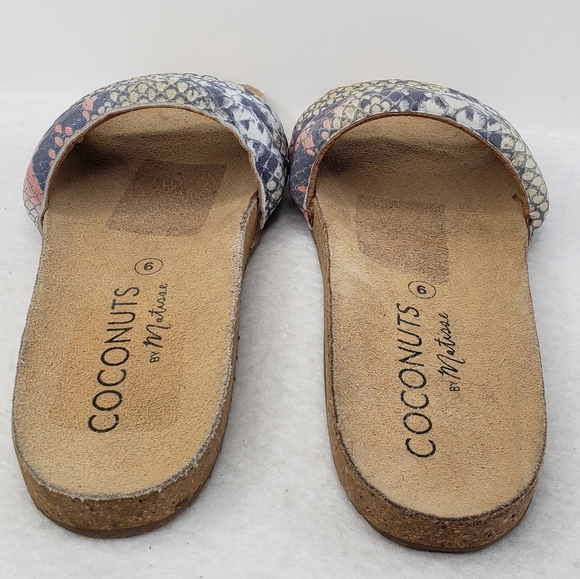 Coconuts By Matisse Multi Color Snake Print Leather Slides Sandels Sz 9 - Picture 5 of 12